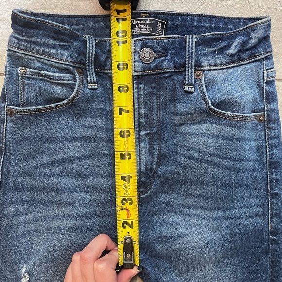 Abercrombie & Fitch Blue Simone High Rise Super Skinny Distressed Jeans SZ 24/00 - Picture 5 of 7